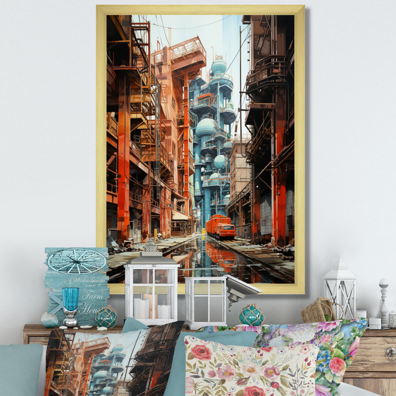 Kleper Factories Industrial Harmony II, reproduction d'art sur toile, H 32 po x l 16 po x P 1 po, Encadrement doré