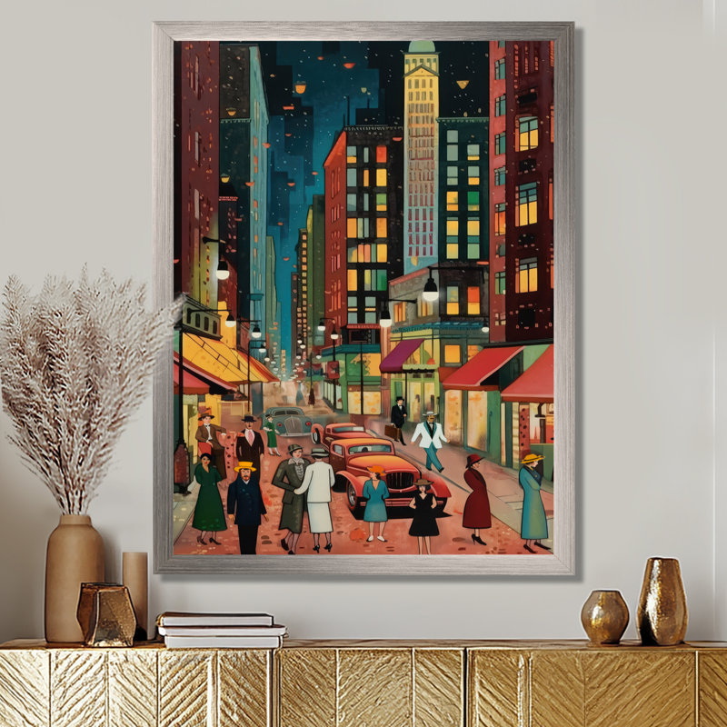 Art déco rétro City Life I - Fashion Woman, art mural encadré, H 32 po x l 16 po x P 1 po, Cadre simple argenté
