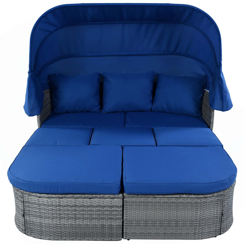 Méridienne d'extérieur avec lit escamotable, Bleu