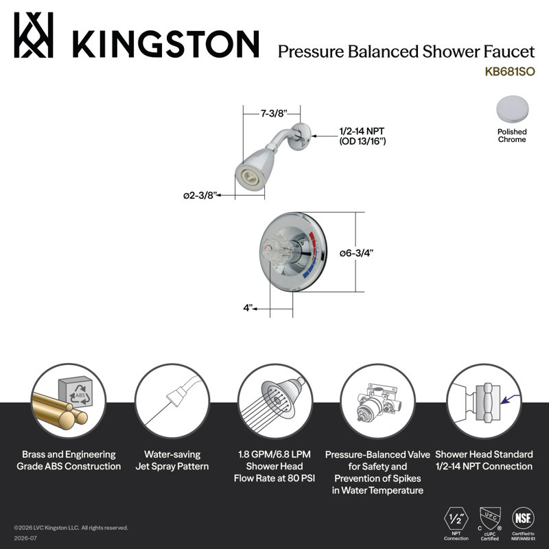 Kingston Brass Single-Handle Pressure Balanced Shower Faucet