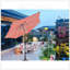 Parasol solaire à DEL avec système d'inclinaison et de manivelle, cadre en acier durable et évent pour une utilisation nocturne-130067600