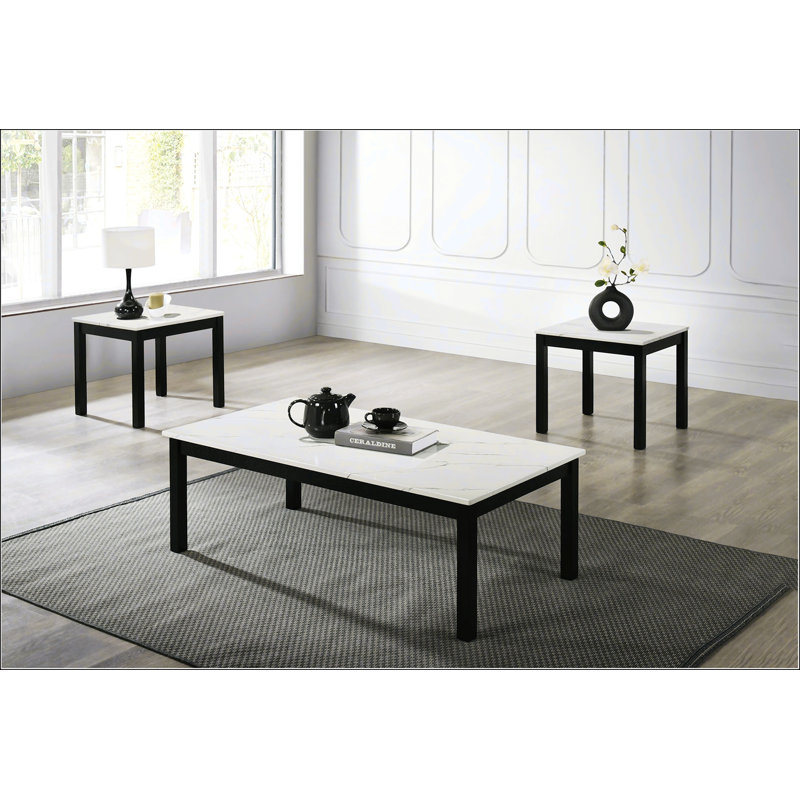 Ensemble de table 3 pièces de style contemporain, Blanc