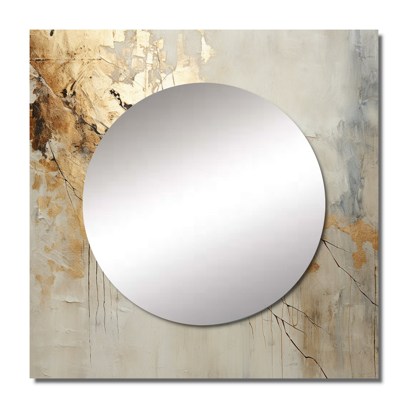 Aundraya - Grand miroir carré à formes abstraites pour décoration murale, 29 po x 29 po