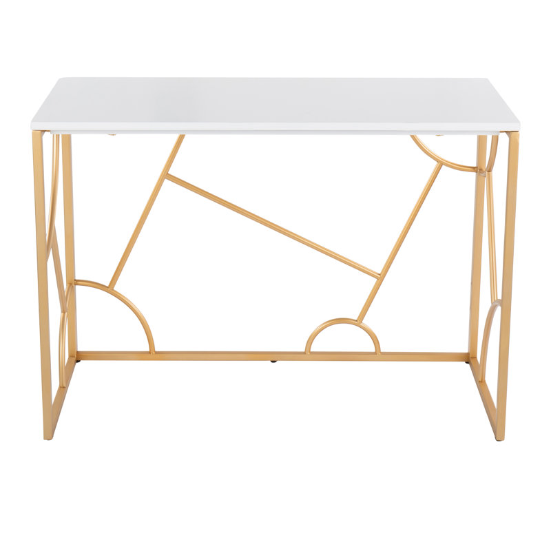 Kinza Metal Base Writing Desk, Whie