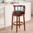 Swivel Bar Stool with Top-Grain Leather Seat, Hollow Back Design, Solid Wood Frame & Footrest for Kitchen, Dining, or Living Room-703482630-690989135