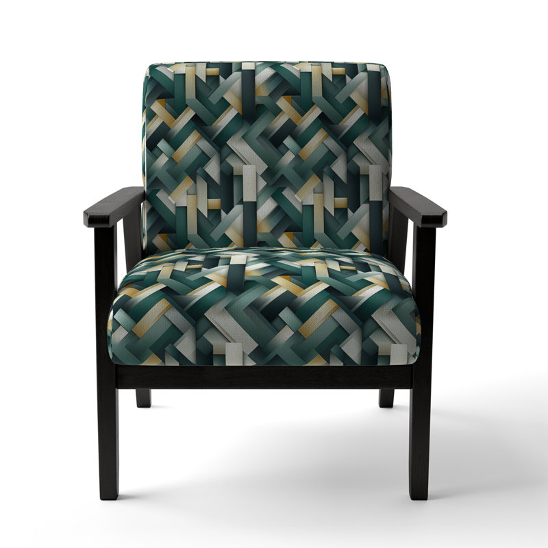 Motif géométrique chic vert et or - Fauteuil d'appoint rembourré moderne et contemporain