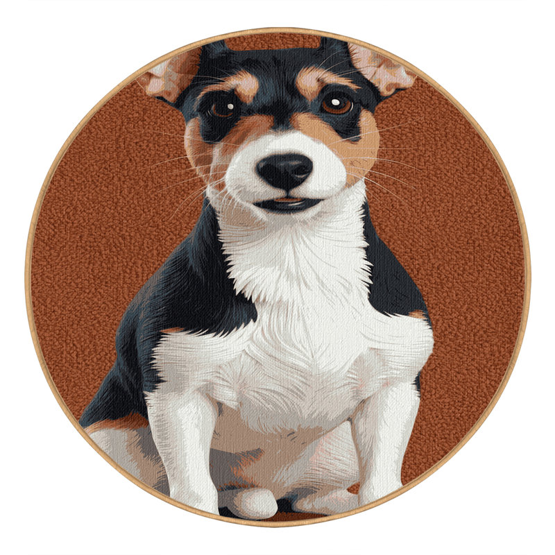  Tapis lavable Rat Terrier Dogs, Rond 6 pi
