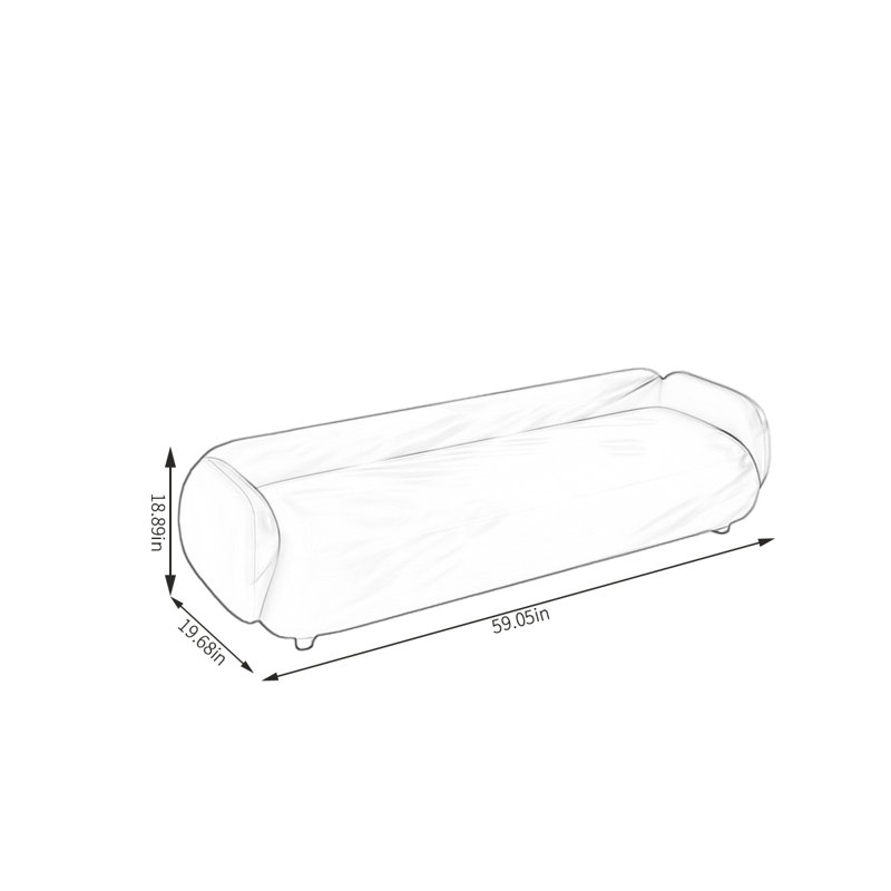 Banc rembourré en cuir Shelice, H 18,89 po x l 59,05 po x P 19,68 po, Gris