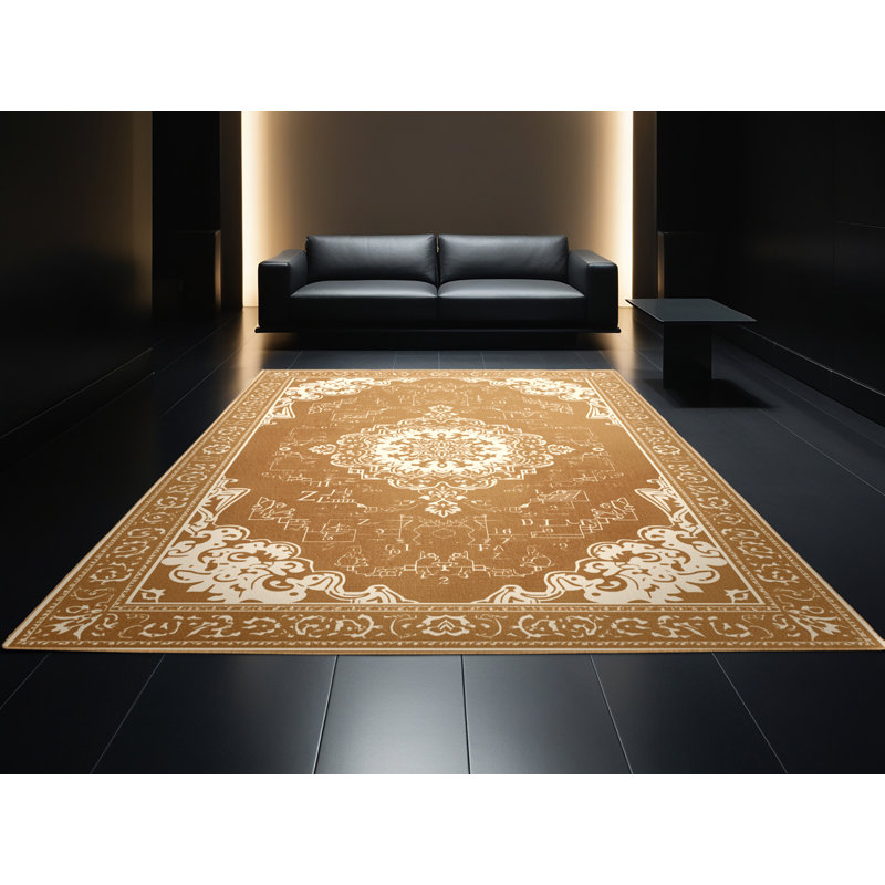 Soft Plush Cadwall Blackboard Math Problems Classic Oriental Area Rug in Brown – LightBrown Binding, 8x10