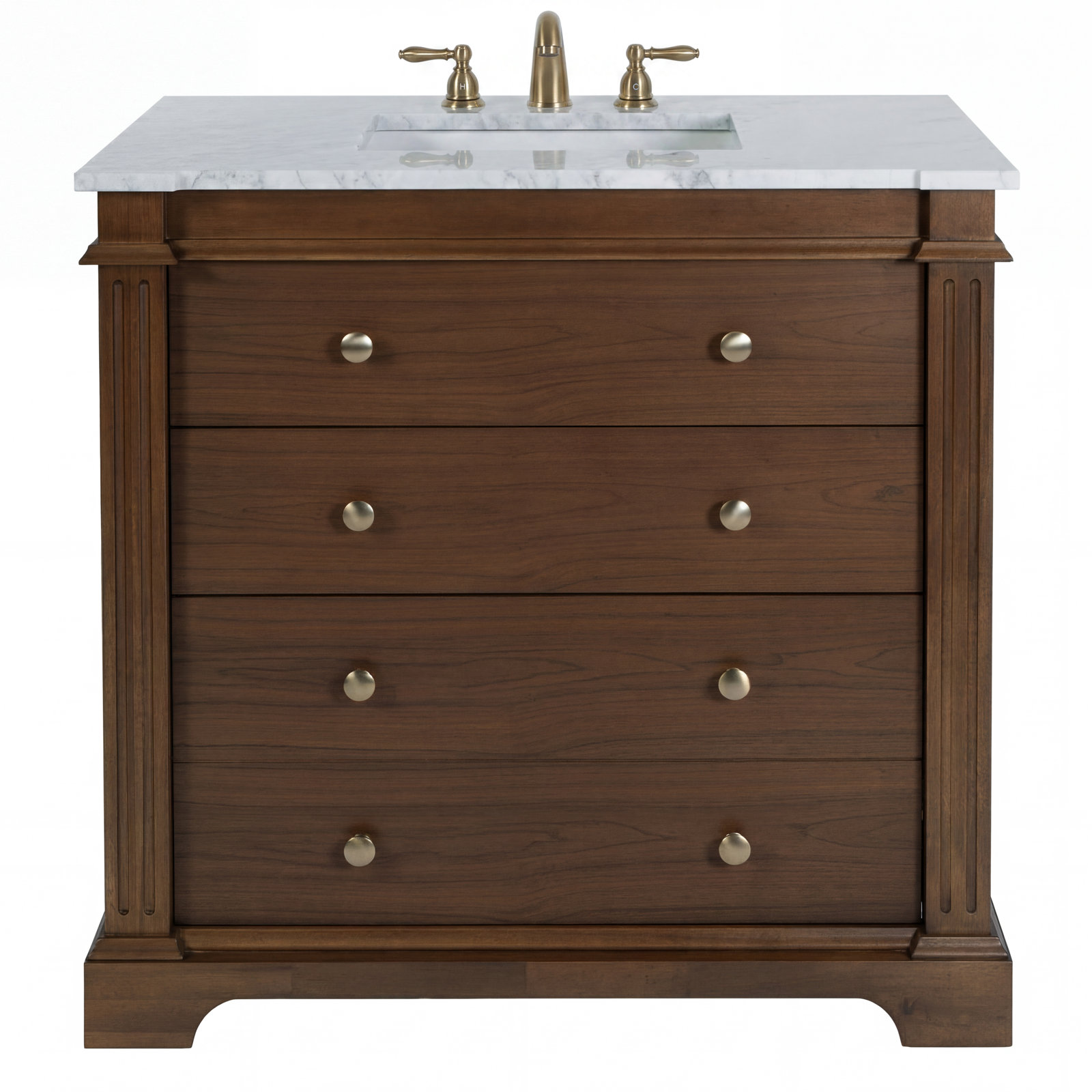 Garza 36" Single Bathroom Vanity Set, Walnut