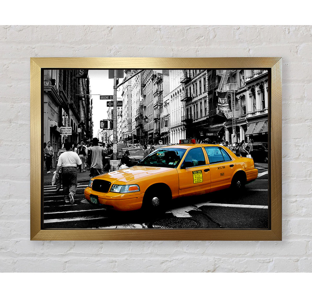 New York City Yellow Cab Crossing - Einzelner Bilderrahmen Kunstdrucke