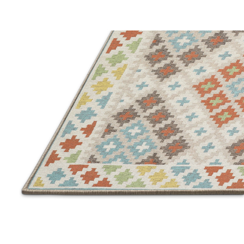 Tapis contemporain brun / jaune / gris, Rectangle 2 pi x 4 pi