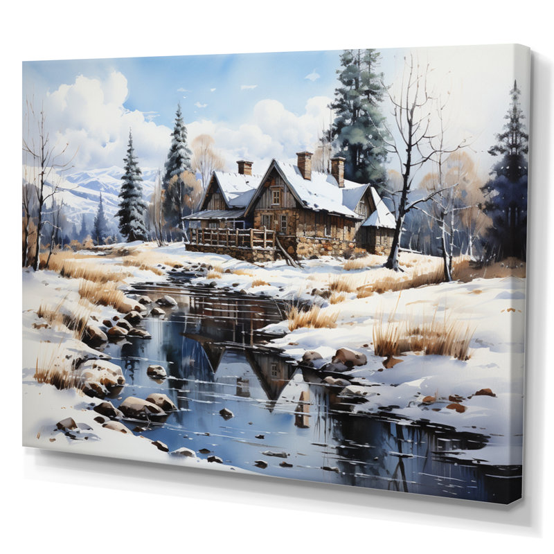 Canada Lakehouse Winter Retreat - Imprimé, H 30 po x l 40 po x P 1,5 po, Toile tendue