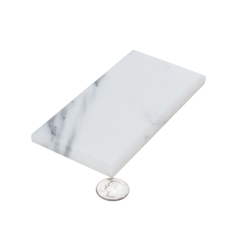 3" X 6" Beveled Marble Subway Tile, White