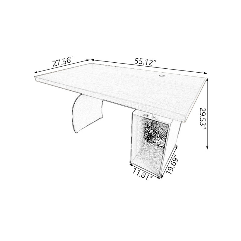 Brown+Black Rectangular Solid Wood+Iron desks, 29.53" H x 55.12" W x 27.56" D