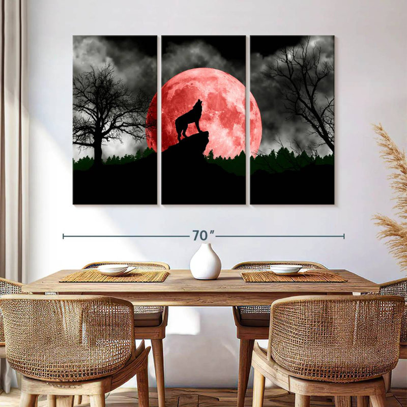 Loup et lune, H 42 po x l 65 po