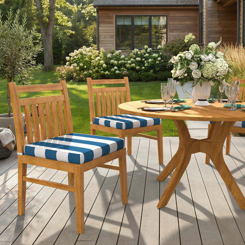 Sunbrella Indoor/Outdoor Dining Chair Cushion, Sunbrella® Cabana Regatta, 21" W x 19" D