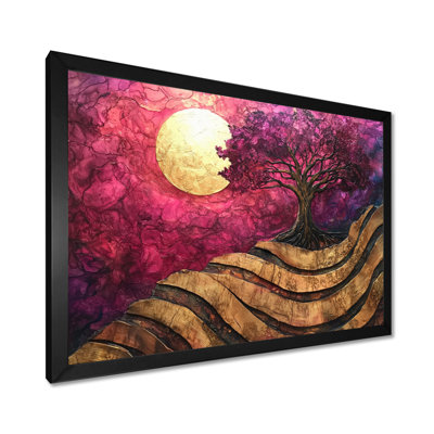 Burgendy Tree Of Life On Stone River III - Tree Of Life Canvas Prints