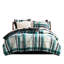 9 pièces, bleu sarcelle / noir, écossais, grand, microfibre, édredon de lit et collection de draps, - Grand ensemble de microfibre écossais sarcelle / noir écossais assorti, uni, lavable à la machine