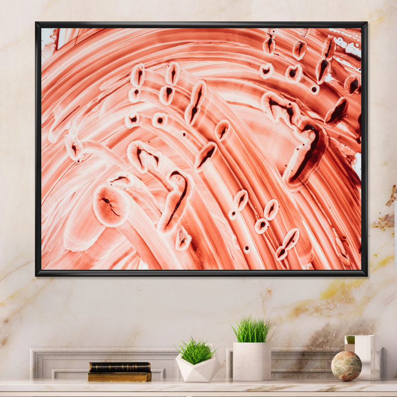 Smeared Blood III - Painting on Canvas, 24'' H x 36'' W x 1'' D, Black Floater Framed