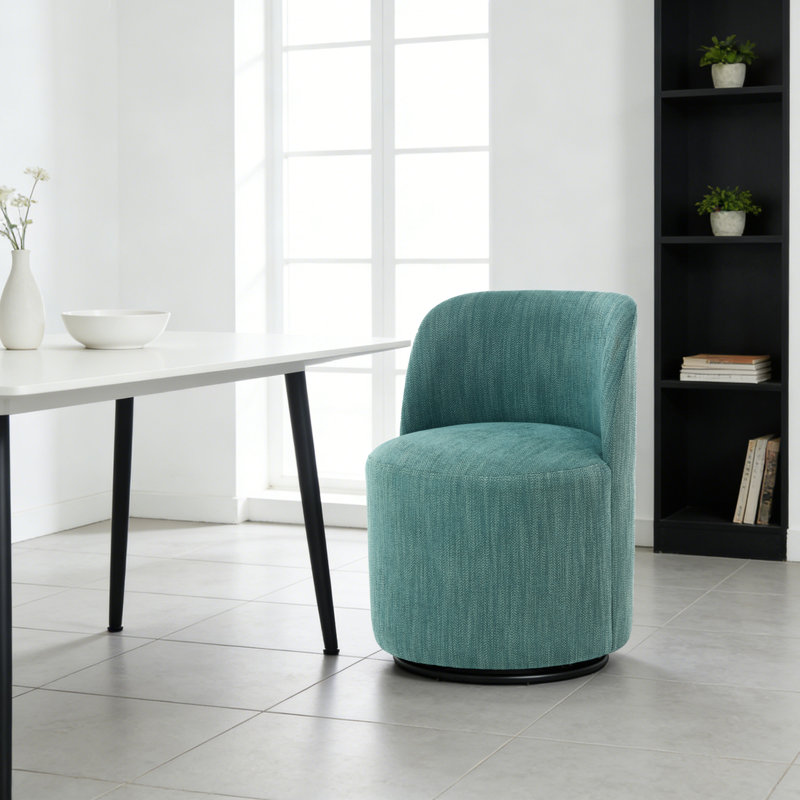 Fauteuil d'appoint pivotant Linen, Vert foncé