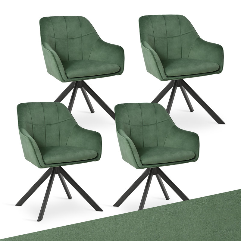 51cm H Upholstered Arm Dining Chair For Kitchen Dining Living Room, Green Velvet