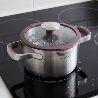 BergHOFF Elements 18/10 Stainless Steel 10" Stockpot 7.5qt. with Glass Lid, Purple
