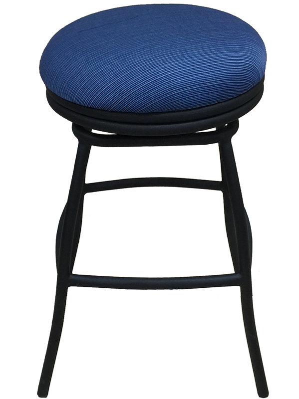 Bonnie Metal Outdoor Stool with Cushion, Black/Blue, 35" H x 19" W x 19" D