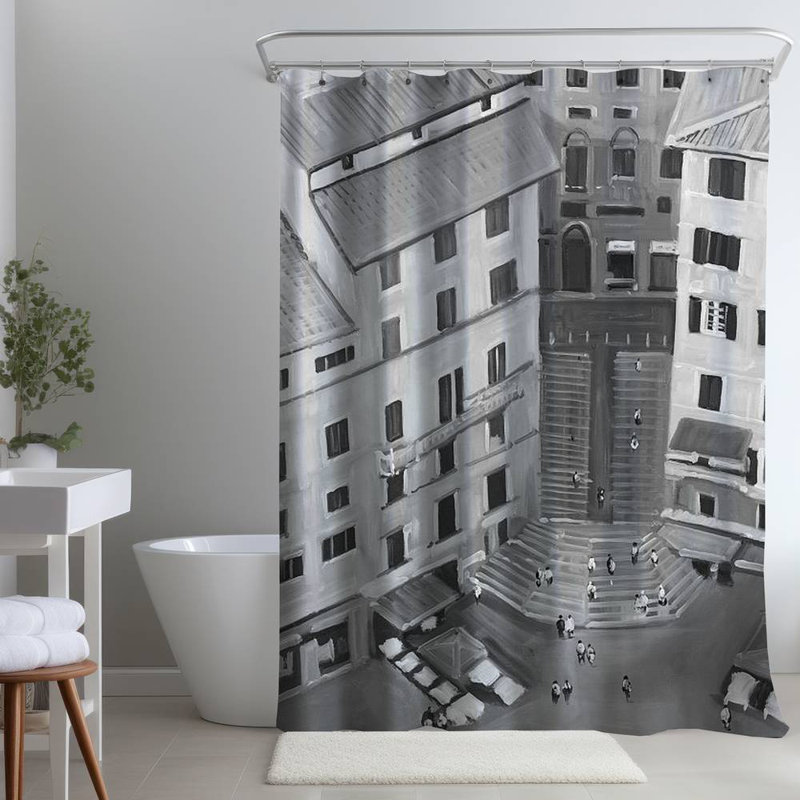 Shower Curtain ST42 – Polyester Shower Curtain, Dye Sublimation Print, 71" W × 74" L