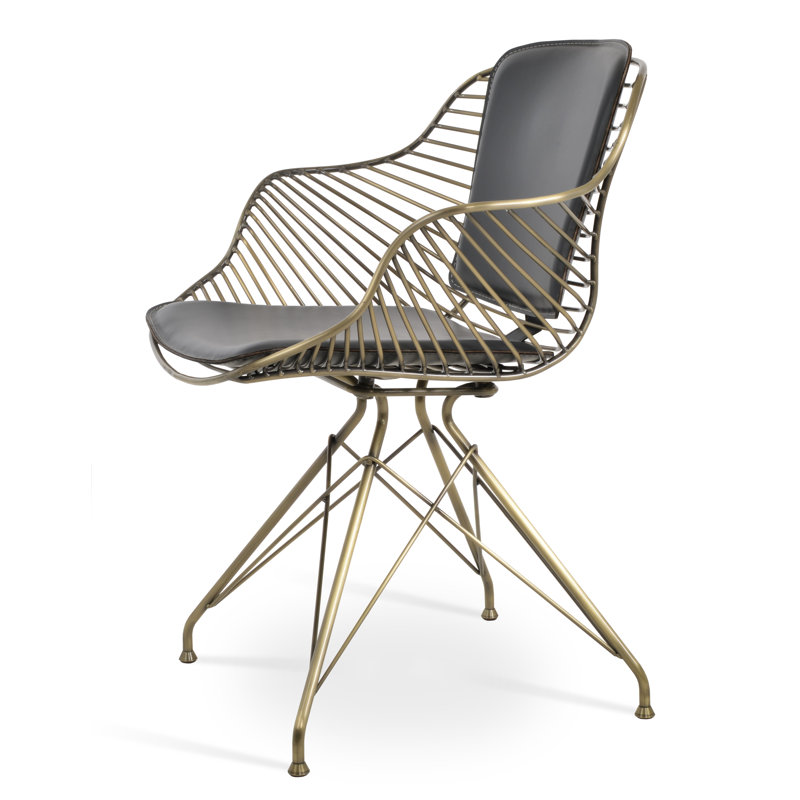 Zebra Arm Chair, Gold, Black Faux Leather