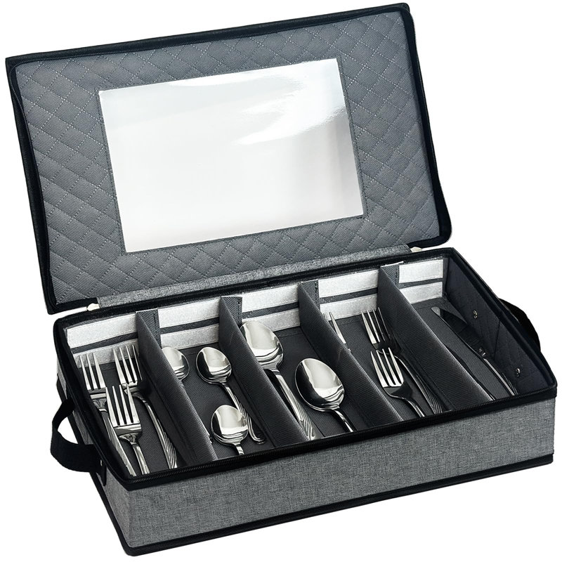 Adjustable Lightweight Silverware Storage Organizer - Dustproof & Foldable Utensil Box