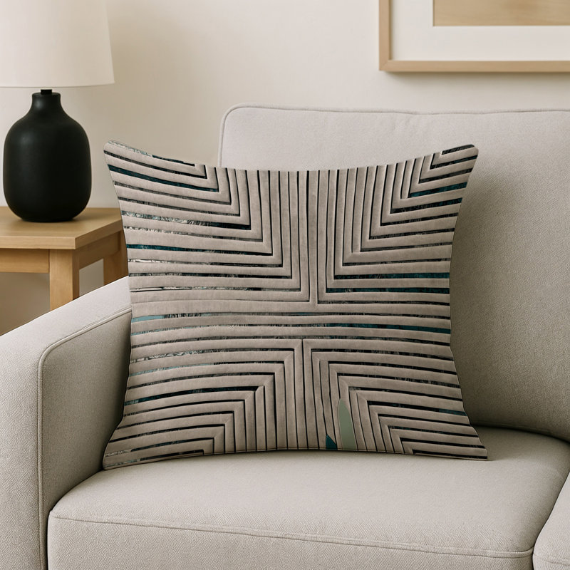 Coussin décoratif intérieur et extérieur Modern, Carré 16 po, Taupe / gris abstrait