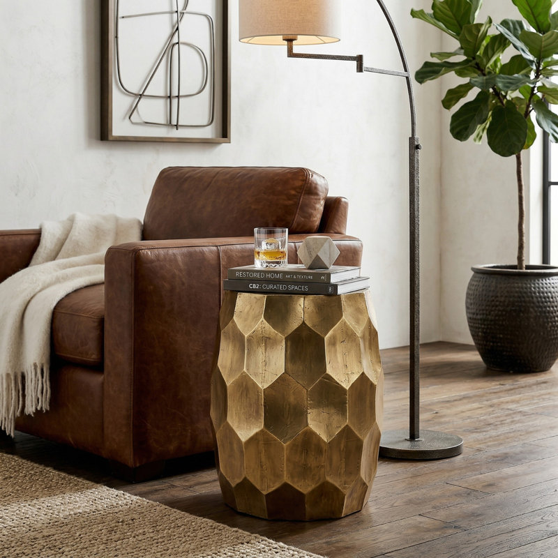 Gaest Solid Wood End Table, Gold