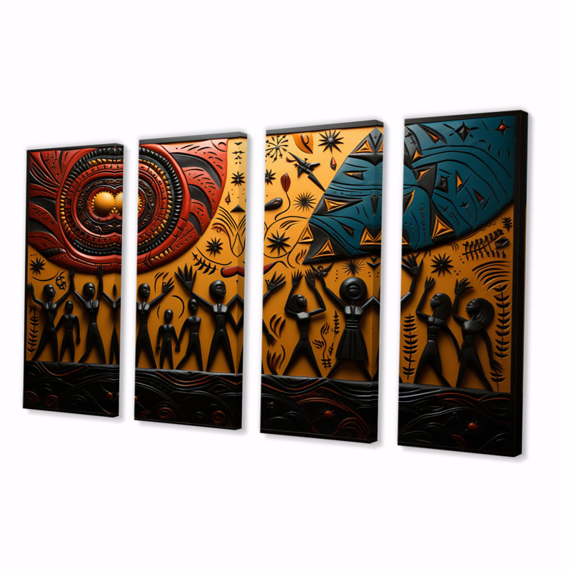 Tavare - Tribu africaine, reproduction sur toile - 4 panneaux