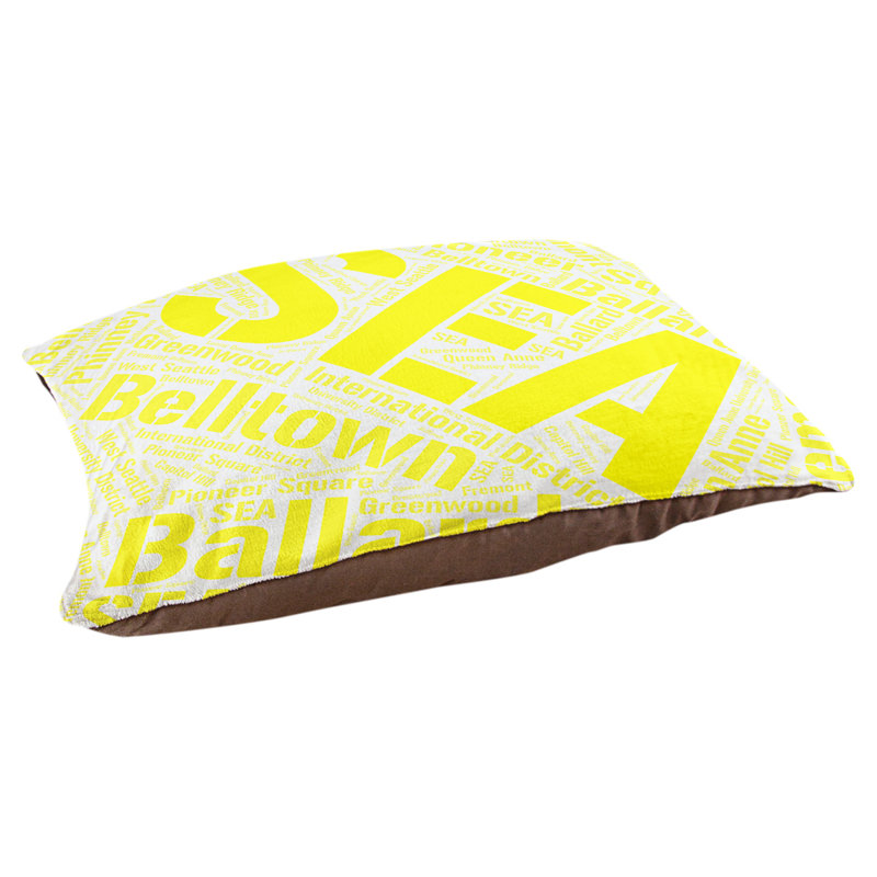 Coussin de chien « districts », Seattle, Grand (l 40 po x P 30 po x H 14 po), Jaune