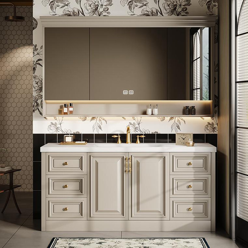 Armoire de salle de bain légère et luxueuse de style rétro, H 32,28 po x l 55,12 po x P 21,65 po