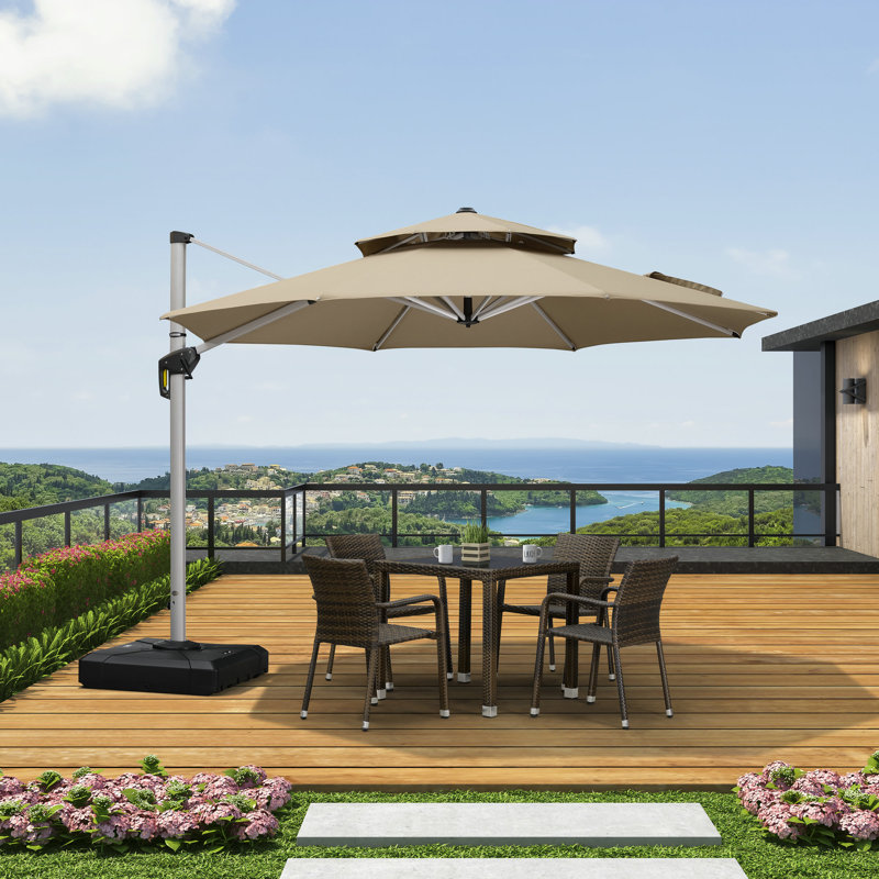 Parasol de 10 pi 10 po Voss, Argent, Beige