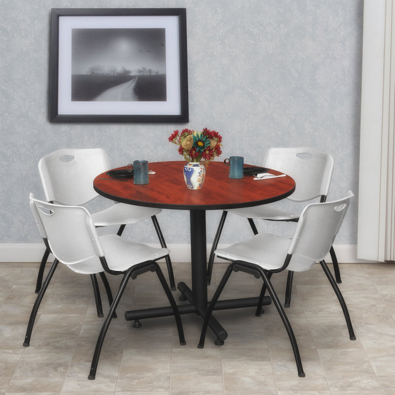 Table de salle de repos Nicklo, Cerisier, Gris, 29" H x 36" L x 36" D