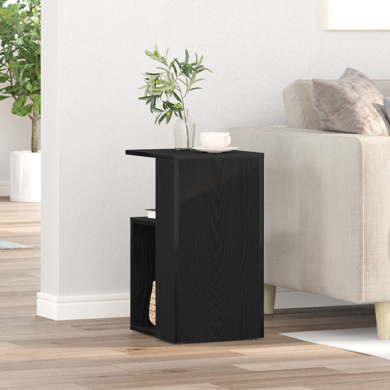 Gnni Floor Shelf End Table, Black Oak, Black Oak