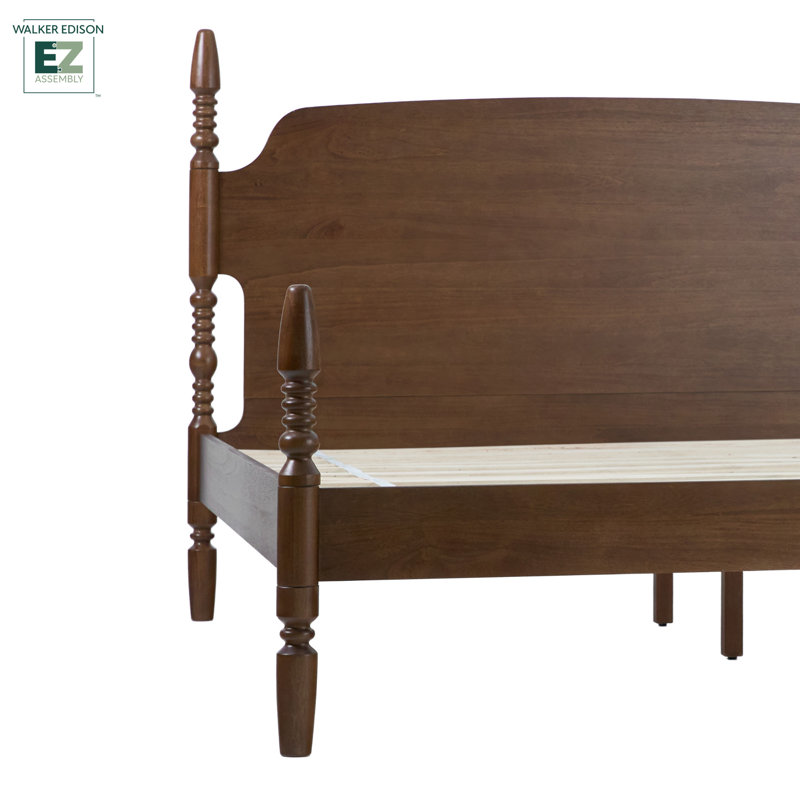 Vivienne Traditional Easy Assembly Solid Wood Turned Spindle Bed, King, Dark Brown