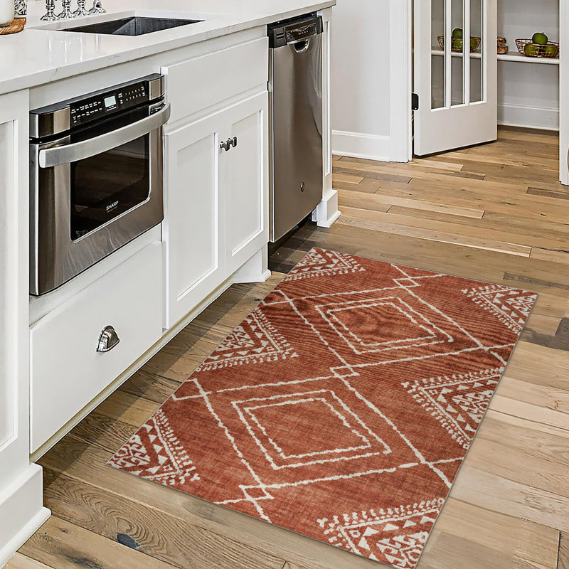 Kentre Jax Moroccan Machine Washable Area Rug, Rectangle 2' x 3', Orange