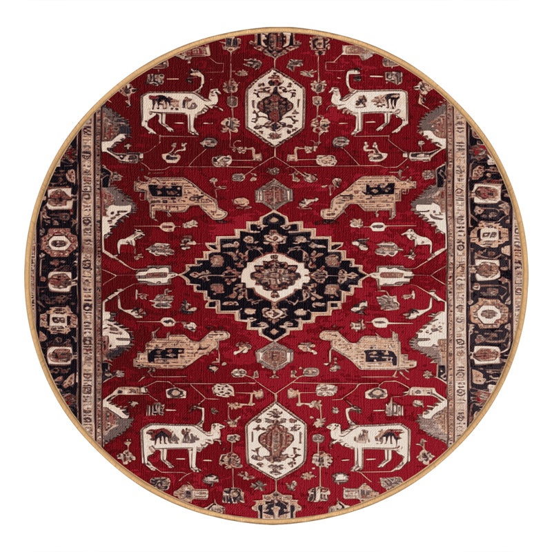 Tapis brun lavable à la machine, Rond 5 pi