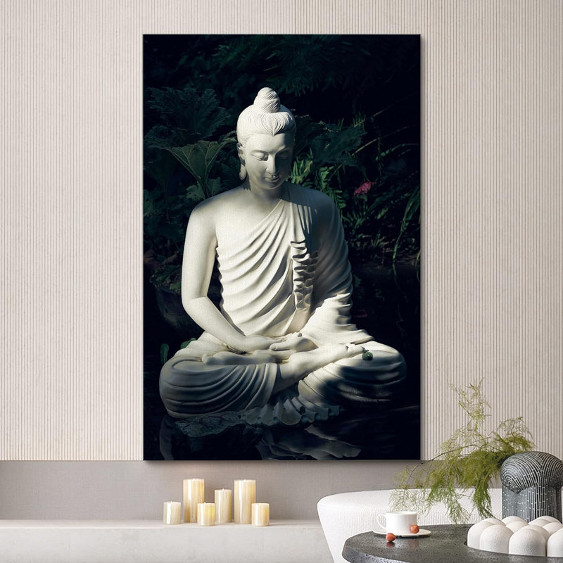 Reproduction d'art sur toile encadrée méditation bouddhisme, H 48 po x l 32 po x P 1,5 po