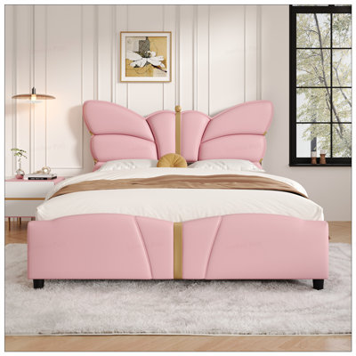Queen Butterfly Headboard PU Bed Frame
