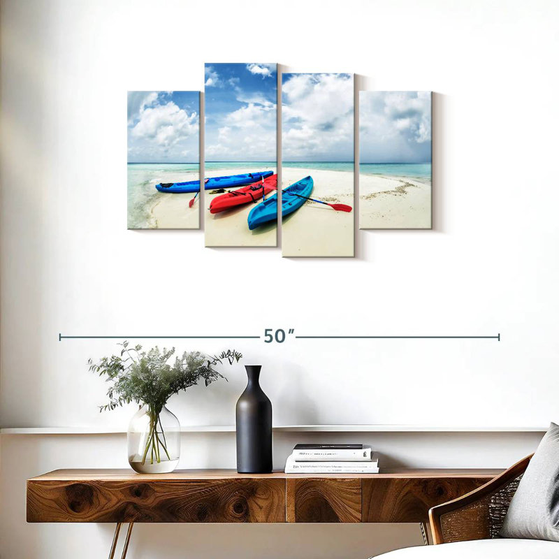 Sireci Kayaks On A Sandbar, 22" H x 36" W