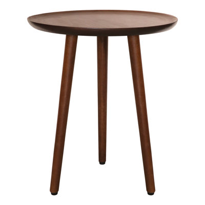 Round Shape Top Table, 3-Legged Walnut Finish Side Table - Handcrafted Small End Table - Versatile Nightstand And Coffee Table For Living Room, Bedroom And Office Table