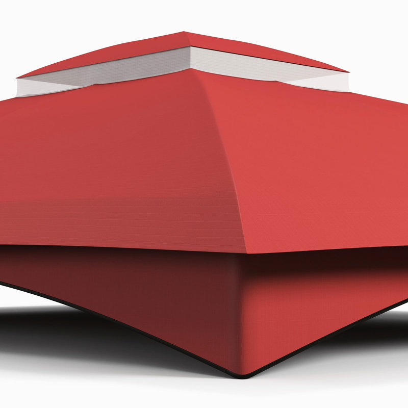 Auvent de remplacement pour pavillon de jardin 10 pi x 12 pi, rouge vin, 2 avec trous de drainage et auvent de remplacement rouge idéal pour ventilation d'air, 12 pi, drain de toit rentable