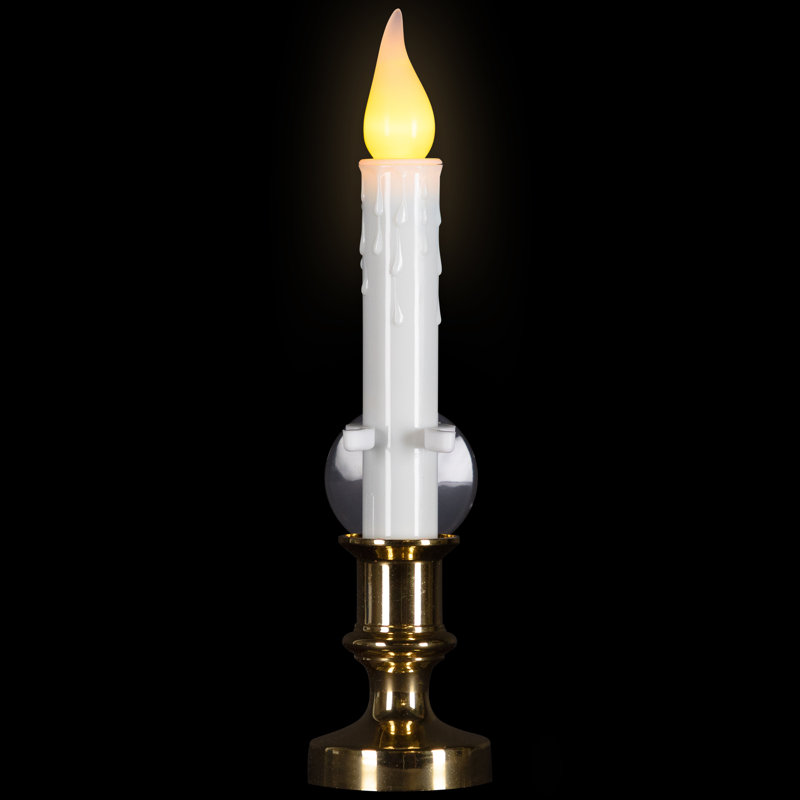 Flickering LED Window Candles With Timer - 8.5" - White - Set Of 6, 4