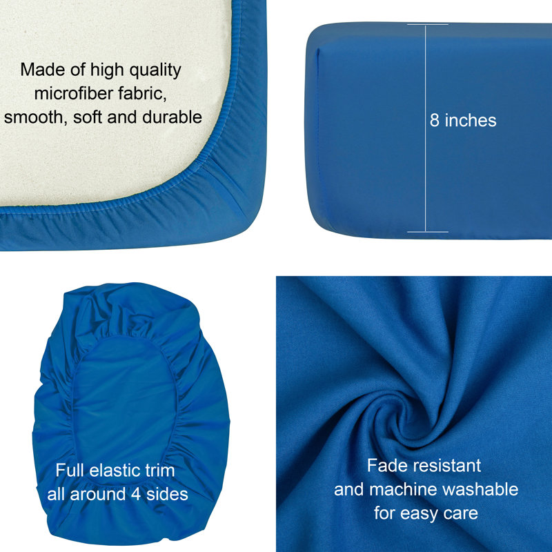 Microfiber Fitted Sheet, Royal Blue