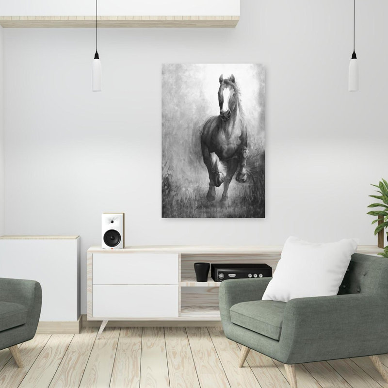Art au cheval contemporain au galop, H 36 po x l 24 po